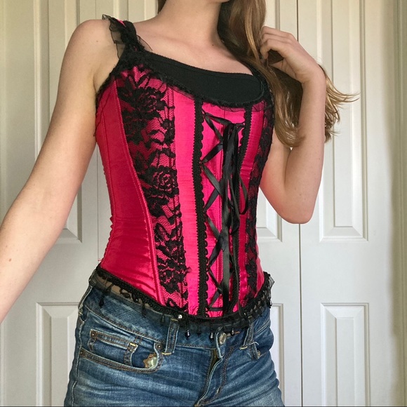 pink and black corset - Picture 2 of 4
